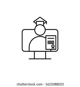 online education isolated graduated student logo vector illustration