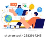 Online Education and Knowledge Books Vector Illustration Featuring People Studying with School Supplies and Learning Materials in a Background