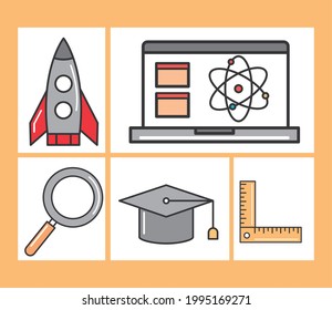 online education knowledge learn icons