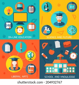 On-line education and knowledge vector illustration background. Template for web and mobile applications 