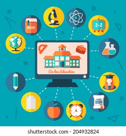 On-line education and knowledge vector illustration background. Template for web and mobile applications 