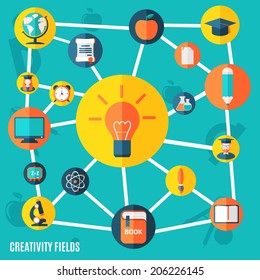 On-line education and knowledge vector illustration background. Template for web and mobile applications