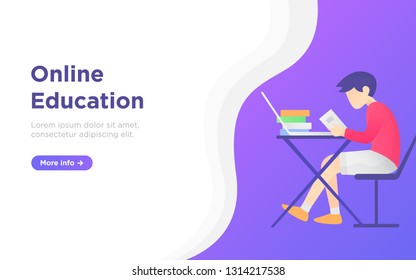 Online education landing page background illustration