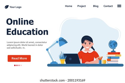 Online education landing page. Banner or landing page template. vector illustration EPS 10