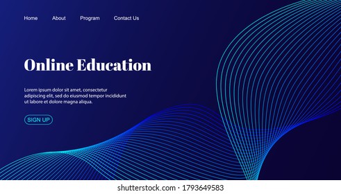 Online education landing page template. Vector abstract background for e-learning school web site