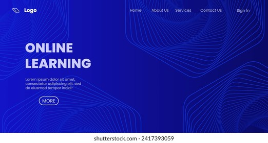 Online education landing page template. Abstract background for e-learning school web site.Vector illustration