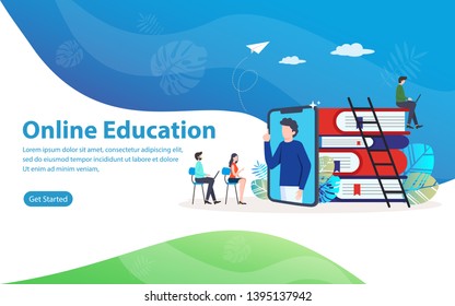 Online Education Landing Page, Website Template, Easy to edit and customize, Vector illustration