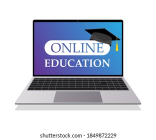 Online Education Laptop Banner Cover Concept Vector Illustration