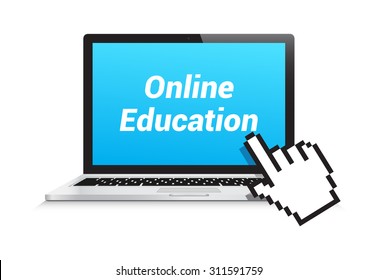 Online Education Laptop Hand Pointer
