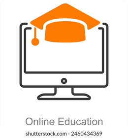 online education and laptop icon concept