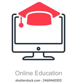 online education and laptop icon concept