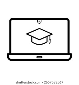 Educação on-line, aprendizado de notebook - ícone vetorial	