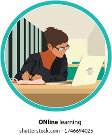 online education learning class girl at the computer