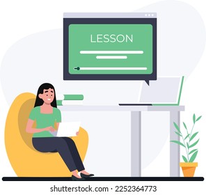 Online education learning concept with students