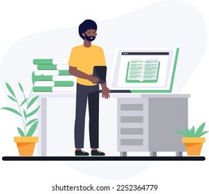 Online education learning concept with students