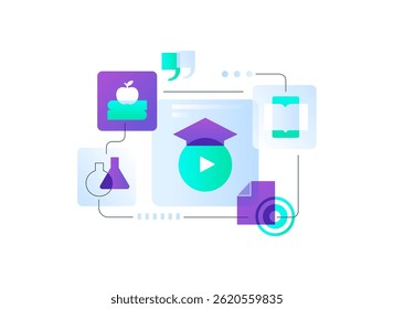 Online education and learning - flat design style illustration