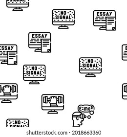 Online Education Learning Lesson Vector Seamless Pattern Thin Line Illustration