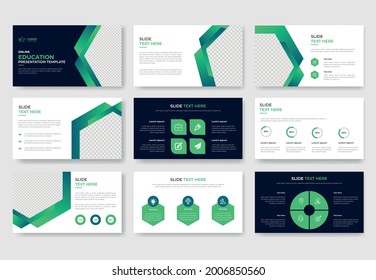 Online Education Or Learning Presentation Template. Presentation Slide Template Or Landing Page, University Presentation Layout, Brochure Design.