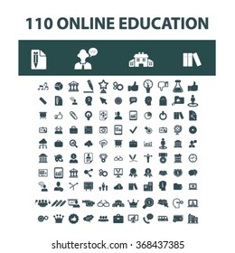 Online education, learning, training concept, business study, school  icons, signs vector concept set for infographics, mobile, website, application
