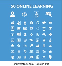 online education, learning, training, study, school  icons, signs vector concept set for infographics, mobile, website, application
