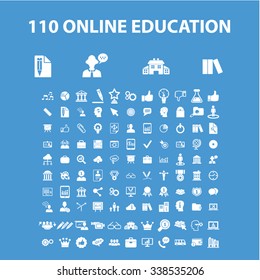 online education, learning, training, study, school  icons, signs vector concept set for infographics, mobile, website, application
