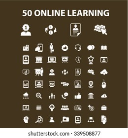 online education, learning, training, study, school  icons, signs vector concept set for infographics, mobile, website, application
