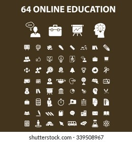 online education, learning, training, study, school  icons, signs vector concept set for infographics, mobile, website, application
