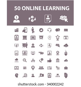 online education, learning, training, study, school  icons, signs vector concept set for infographics, mobile, website, application
