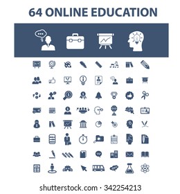 online education, learning, training, study, school  icons, signs vector concept set for infographics, mobile, website, application
