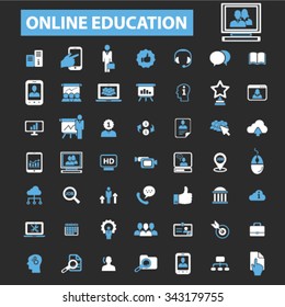 educación en línea, aprendizaje, formación, estudio, íconos escolares, diseño de vectores de signos establecido para infografías, móviles, sitios web, aplicación
