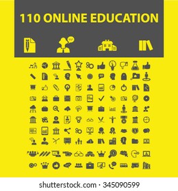 online education, learning, training, study, school  icons, signs vector concept set for infographics, mobile, website, application
