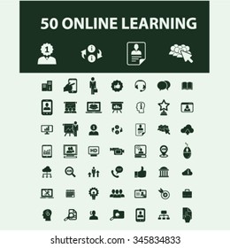online education, learning, training, study, school  icons, signs vector concept set for infographics, mobile, website, application 