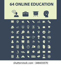 online education, learning, training, study, school  icons, signs vector concept set for infographics, mobile, website, application