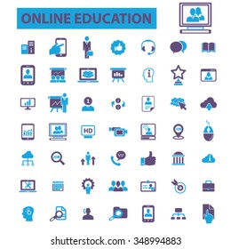 educación en línea, aprendizaje, formación, estudio, íconos escolares, diseño de vectores de signos establecido para infografías, móviles, sitios web, aplicación
