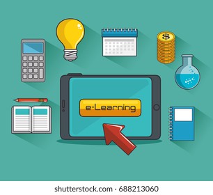 online education and learning web set 