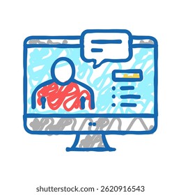 educação online lição doodle ícone esboço vetor. educação online sinal de lição. ilustração símbolo isolado