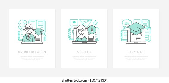 Online education - line design style icons set