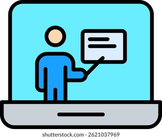 Online Education Line Filled Vector Icon Design