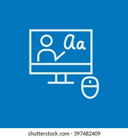 Icono de línea de educación en línea.