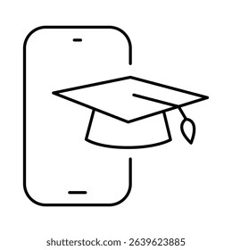 Online Education Line Icon. E-learning, Education, Teaching, Online Study Icons Editable Stroke Vector Illustration