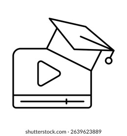 Online Education Line Icon. E-learning, Education, Teaching, Online Study Icons Editable Stroke Vector Illustration