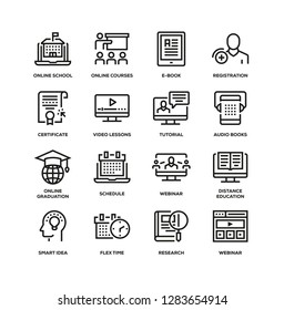 ONLINE EDUCATION LINE ICON SET