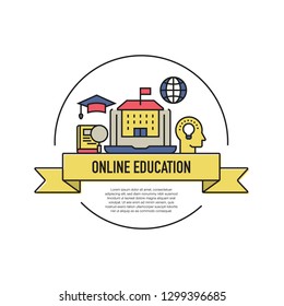 ONLINE EDUCATION LINE ICON SET