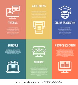 ONLINE EDUCATION LINE ICON SET