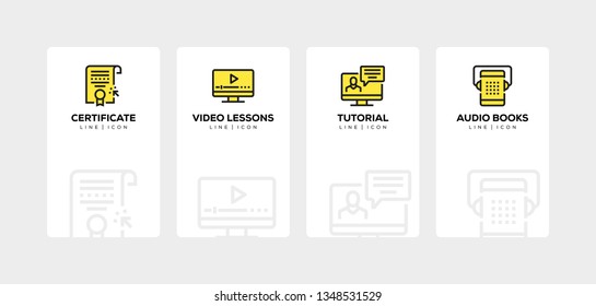 ONLINE EDUCATION LINE ICON SET