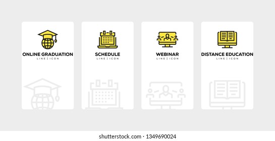 ONLINE EDUCATION LINE ICON SET