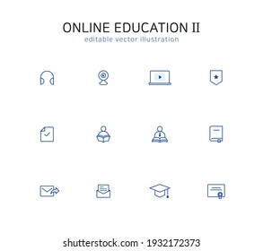 Online education line icon set: learning icons using for school, live virtual classroom, e-learning, online training courses. editable vector illustration for web and app. 