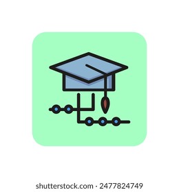 Online education line icon. Square education cap, graduate, mortarboard. Elearning concept. Can be used for topics like distance courses, studying, college.