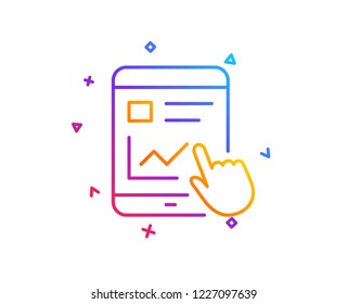 Online Education line icon. Tablet PC sign. Web presentation with Charts symbol. Gradient line button. Internet report icon design. Colorful geometric shapes. Vector