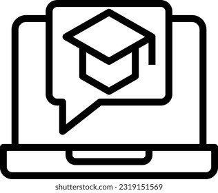 Online Education Line Icon, Vector Icon